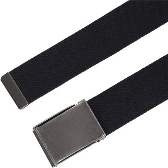 Canvas Web Belt | Cut to Fit Up to 52" | Flip-Top Matte Silver Nickel Buckle 2 - Picture 4 of 6